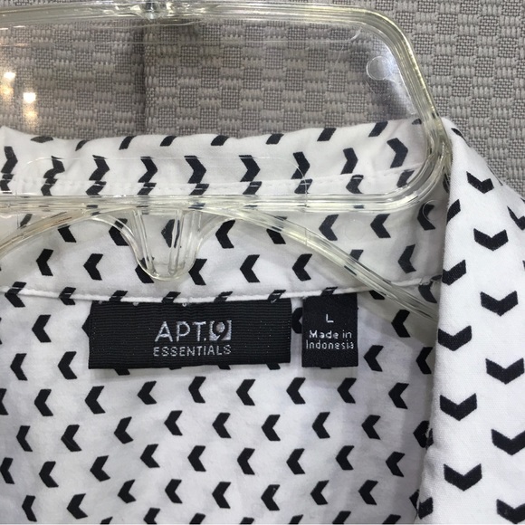 APT.9 Button Up Shirt Women's Size Large Long Sleeve White / Blue Casual - Picture 8 of 10